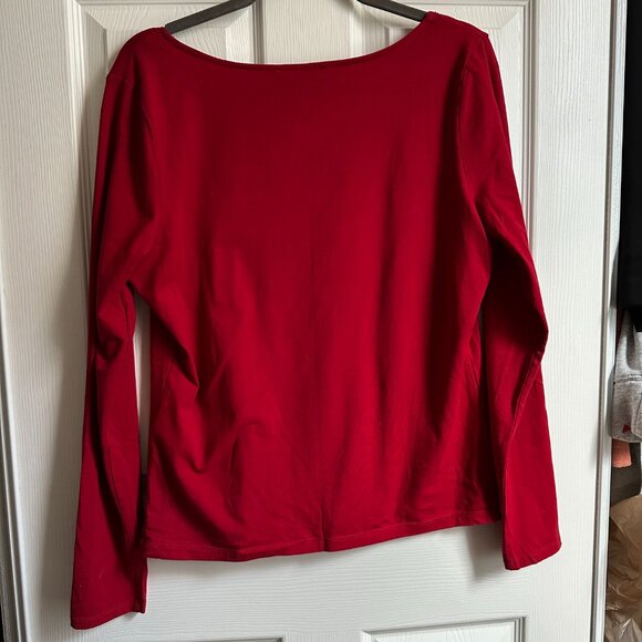Forever 21 Women's Plus 1x Red Long Sleeve Top Sweetheart Neckline - Picture 2 of 6